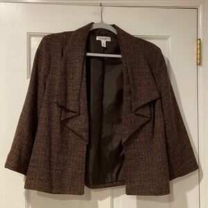 Dressbarn Brown Tweed Waterfall Blazer – Women’s Size Medium